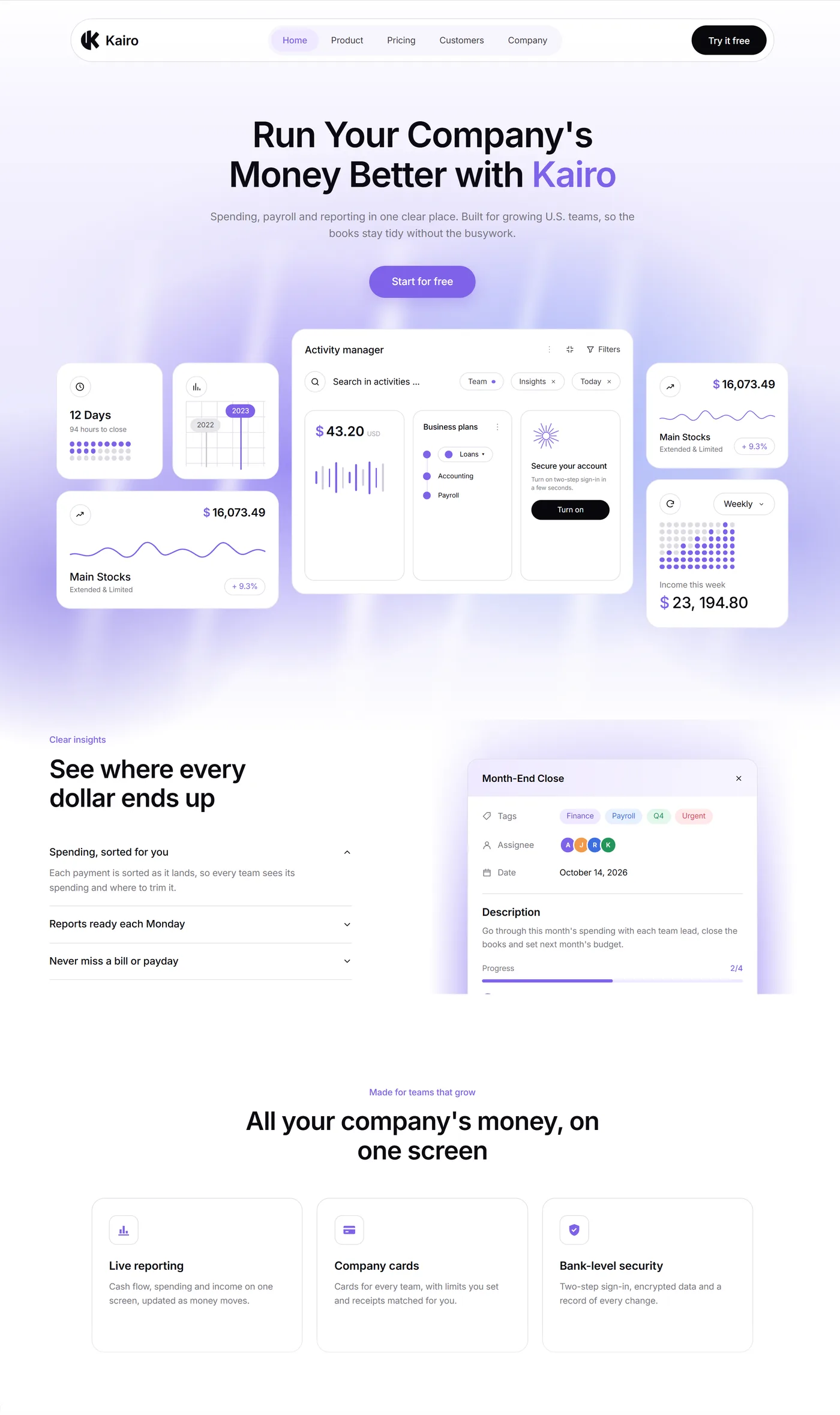 Kairo: A finance platform for growing businesses.